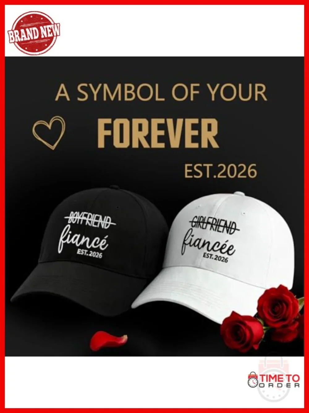 Embroidered Baseball Cap - High Quality Cotton Adjustable Wedding Engagement